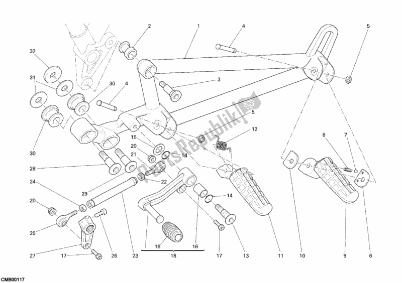 All parts for the Footrests, Left of the Ducati Sportclassic GT 1000 USA 2009